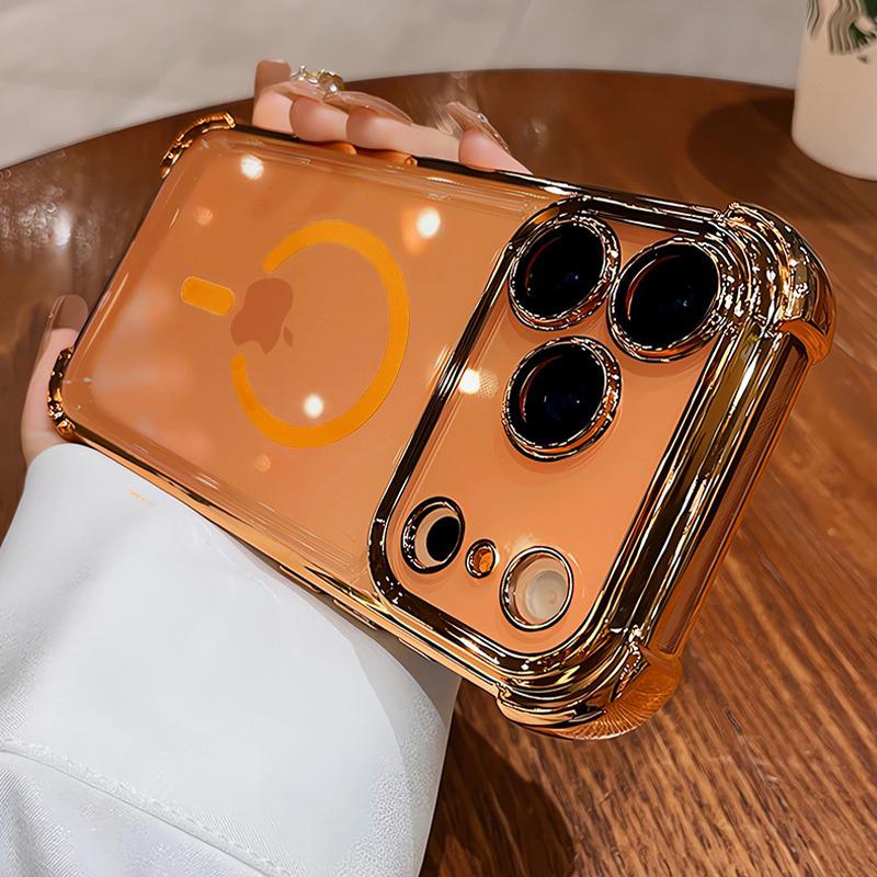 Прозрачный противоударный чехол с покрытием для iPhone 17 Air 16 15 14 13 12 Pro Max, защита от ударов, поддержка беспроводной зарядки Magsafe, полная защита