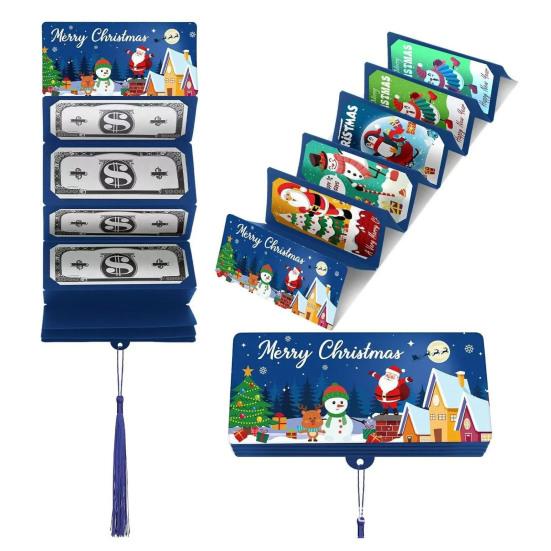 Christmas Red Envelope Money Box Gift Card Holder 10 Slots Surprise Party Greeting Card Cash Wallet for Christmas Birthdays Weddings