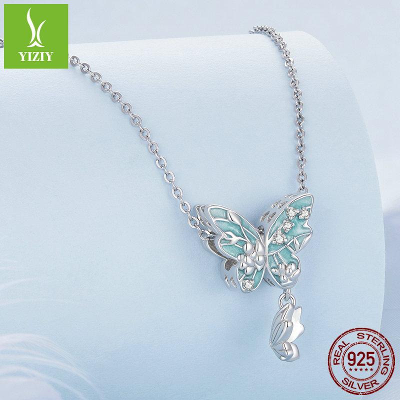 Green Oil Drop Butterfly Diy Bracelet Beaded, Spring Small Fresh S925 Silver Pendant Accessories