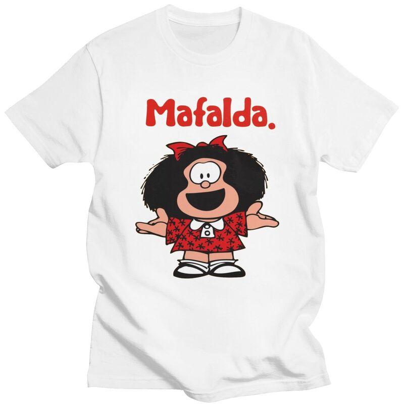 Custom Classic Quino Comic Cartoon Mafalda T Shirts Men Tshirts Casual Tee Pure Cotton Oversized Tshirt Merch