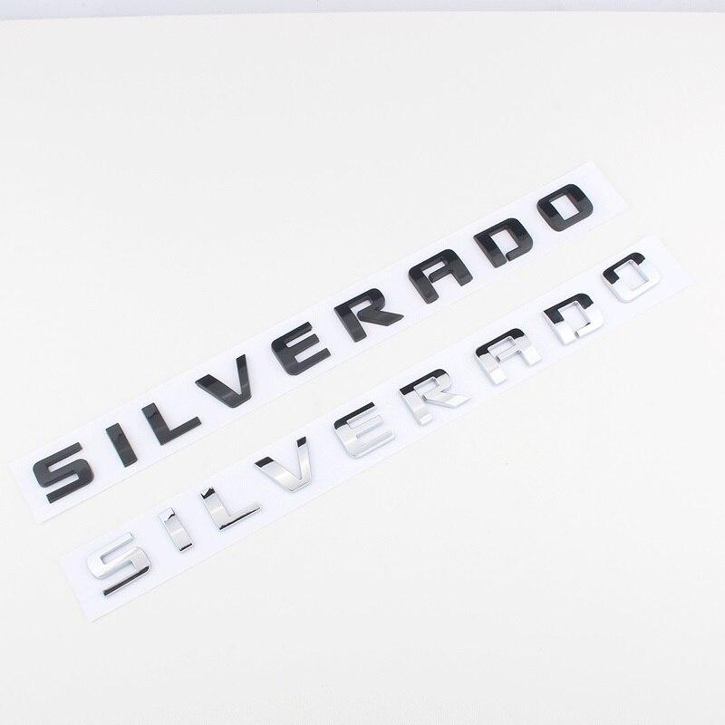 3D боковое крыло автомобиля, эмблема багажника, значок, наклейка для SILVERADO, буквенный логотип, табличка, серебристый, черный, автозаменяемые аксессуары