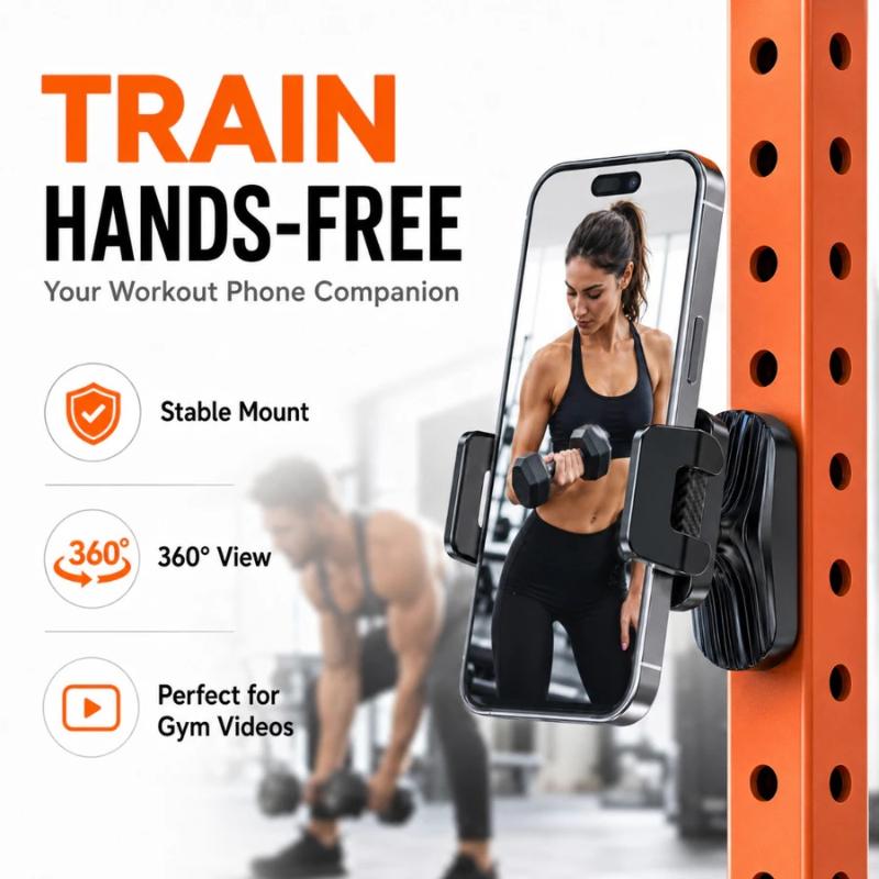 360° Adjustable Magnetic Gym Phone Holder Ultra Strong Suction Portable Magnet Phone Mount for Fitness Running