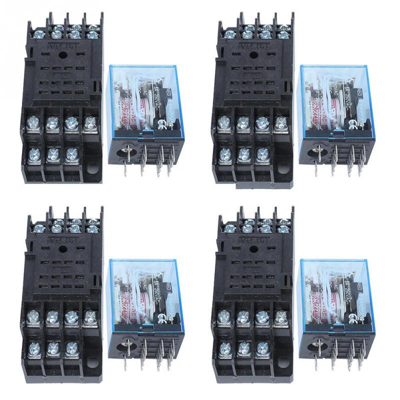 MY4NJ 14Pins Четыре нормально открытых Четыре нормально закрытых реле мощности с небольшой катушкой и основанием
