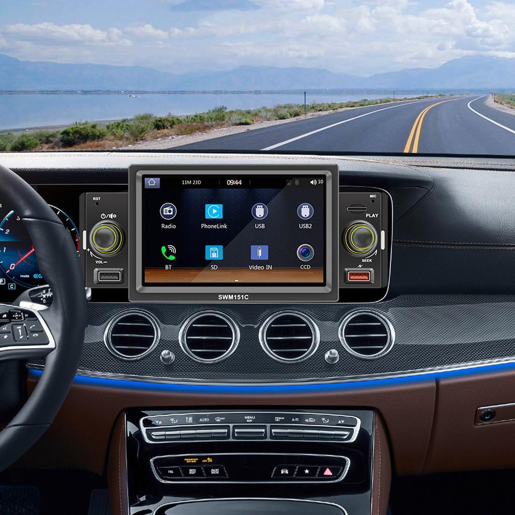 Ресивер одинарного DIN - Встраиваемая автомобильная стереосистема с 5-дюймовым многоцветным сенсорным дисплеем - Аудиовидеосистема