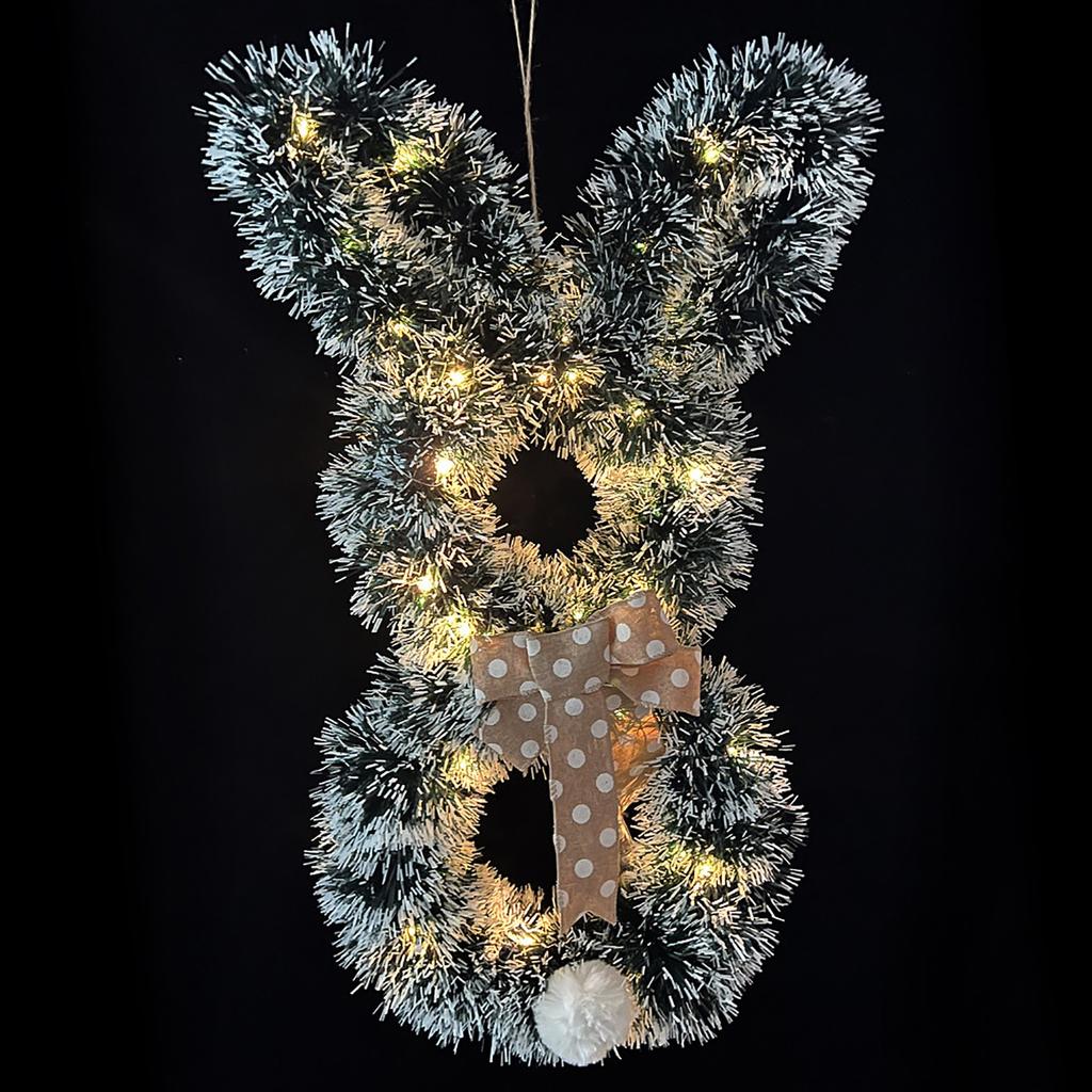 Easter Bunny-Themed Wreath Hanging Ornament. Cartoon Tail Faux Door Decoration
