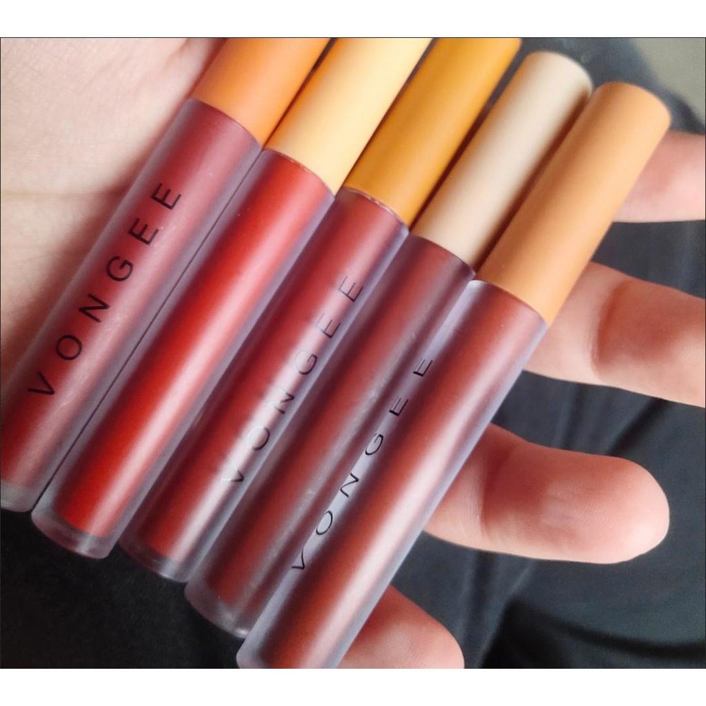 Корейская косметика Vongee 5 шт./компл. Нюдовый бархатистый блеск для губ Стойкий водостойкий матовый не сухой кремовый мягкий оттенок для губ Набор помад для макияжа