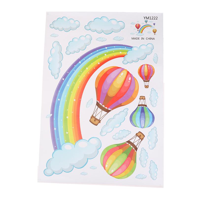 Мультфильм Радуга Облако Воздушный Шар Наклейка На Стену Детские Комнаты Фреска Искусство Наклейки