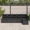 Ensemble de canapés de jardin 6 pièces avec coussins noir poly rattan, Canapé de jardin 2 places avec coussins noir poly 3346403