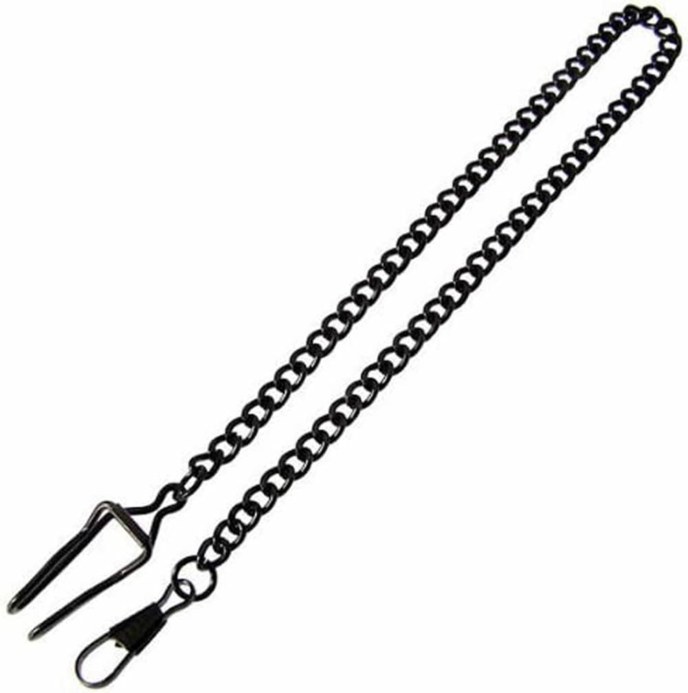 Цепочка для карманных часов с крючками, 36 см, антикварная цепочка цвета оружейной стали, черная [Pellforia]