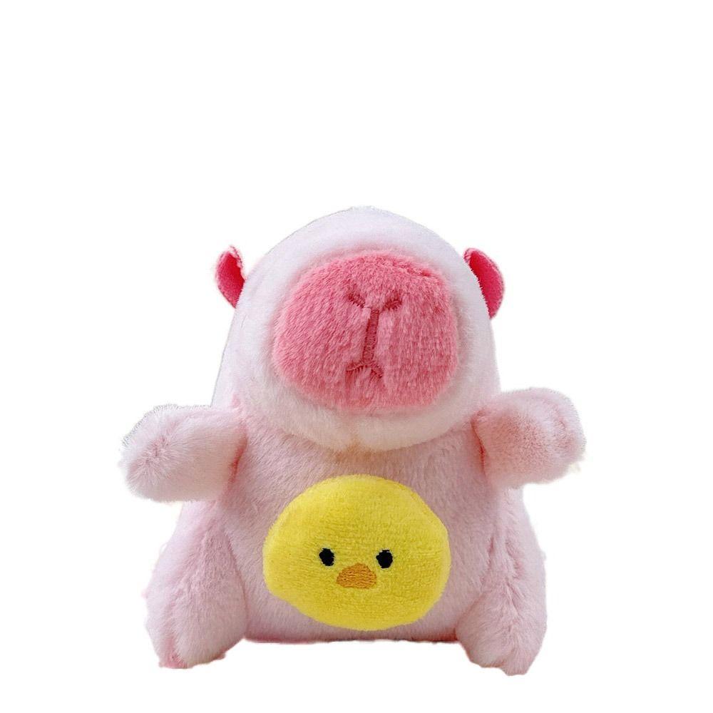 Pink Plush Capybara Doll Toy Stuffed Animals Keychain Pendant Car Ornament Bag Decoration Cartoon Capybara Doll Birthday Gift