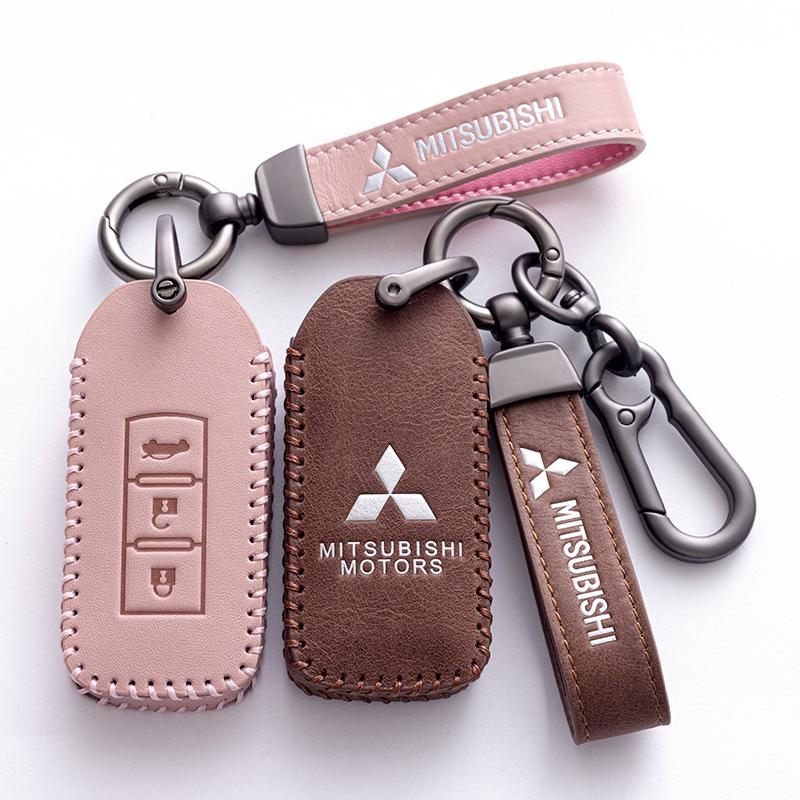 Car Key Case Cover Keyless Leather Shell for Mitsubishi Outlander Lancer Eclipse Mirage Xpander ASX Pajero Cross Montero Eclipse