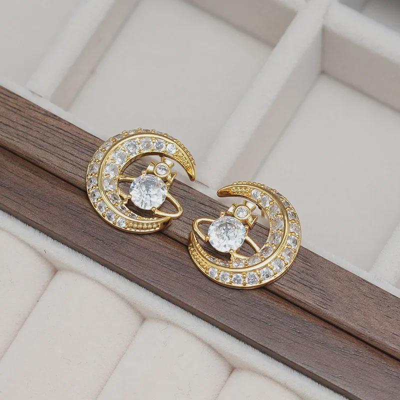 Серьги с цирконом Сатурна вдовствующей императрицы Цыси: Элегантный французский ретро-дизайн с серебряной иглой