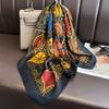 Imitation Silk Square Scarf For Women Spring/Summer Fashion Leaves Print Bandanna Decoration Neckerchief Luxury Headband Hijab