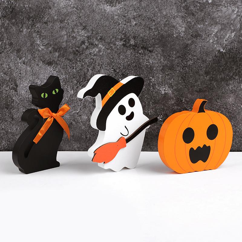 3 шт./набор Хэллоуин Призрак Тыква Деревянные Украшения Табличка для Стола Сувениры для Хэллоуин Вечеринки Подарок Праздничная Вечеринка Принадлежности для Украшения Дома