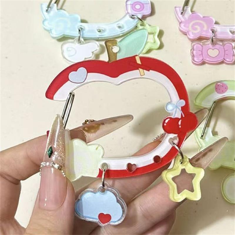 Милый кулон в форме яблока и звезды, облако, карабин, альпинистская пряжка, акриловый брелок, многофункциональное кольцо для ключей, крючок для подвешивания на сумку, подарок