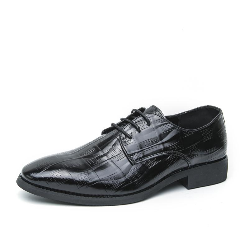 Hot Sale Leather Business Oxfords Shoes Luxury Brand Male Office Shoes Patent Leather Lace-Up Casual Shoes Men Flats