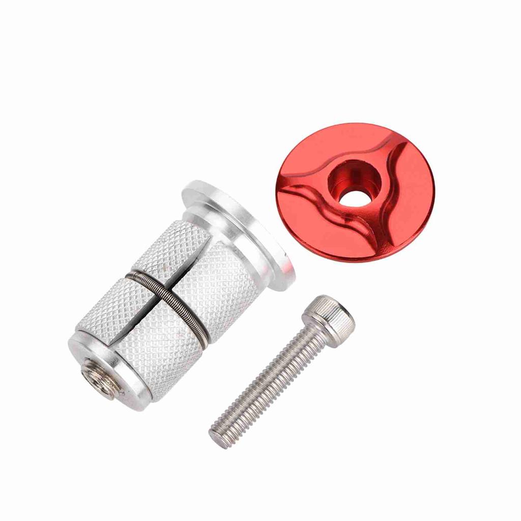Aluminum Alloy Stem Headset Top Cap Bike Fork Expander Bung 1/1.25inch (Red)