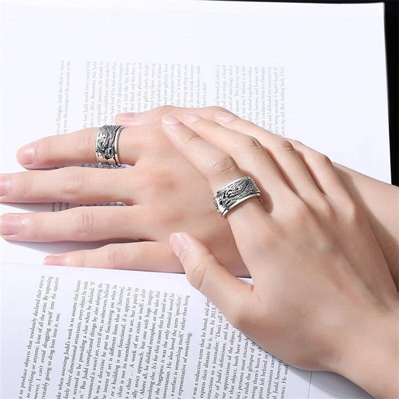 Кольцо Lucky Dragon Clouds, мужские ювелирные изделия, вращающееся винтажное индивидуальное мужское широкое кольцо для бойфренда, аксессуары на палец, разные размеры