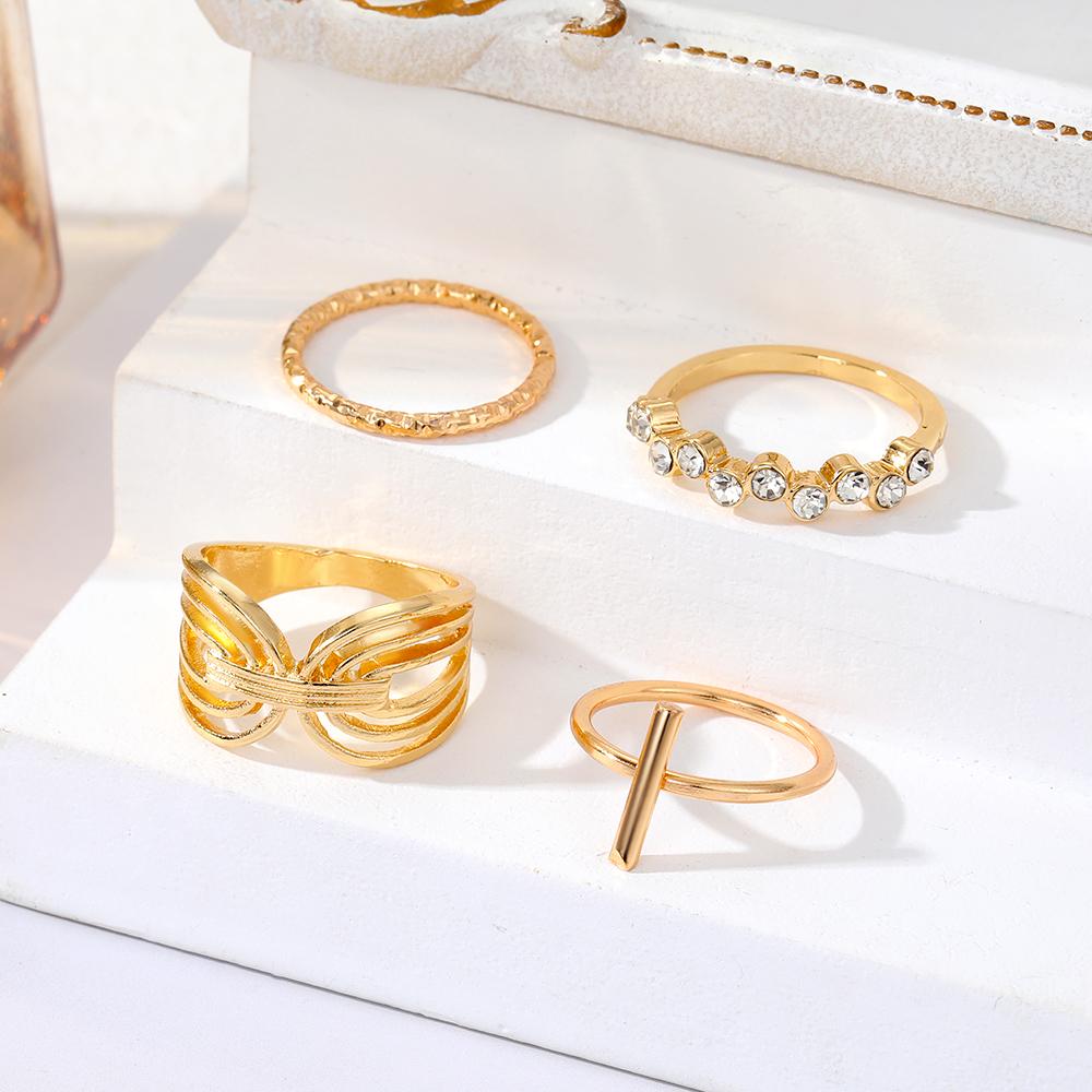 2023 New Korean Simple Ring Women's Charm Party Ring Three Piece Set of Noble Female Tassel Temperament Girl's Student Ring Set Korean Ring