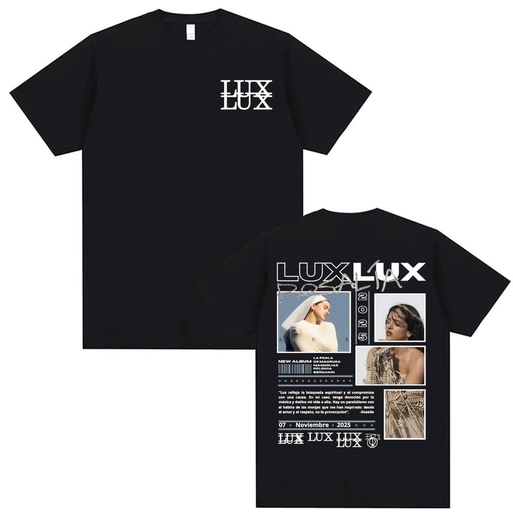 Singer Rosalia Album LUX Logo Cover T Shirts Men Women Fashion Aesthetic Oversized Tshirt Summer Casual ONeck 100 Cotton Shirt