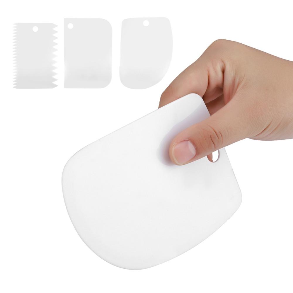 3PCS Food Grade Dough Scraper Cutter Non Stick Surface Cream Dough Spatula Frosting Lines