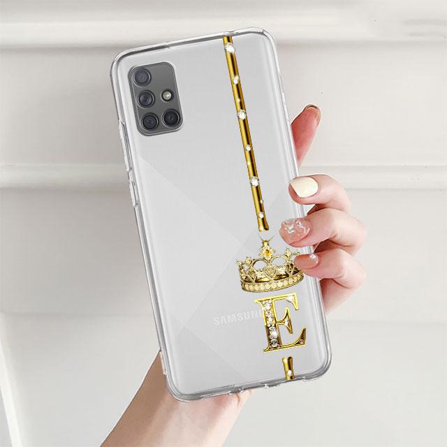 Прозрачный чехол для Samsung Galaxy A52 A12 A51 A32 A21s A71 A32 A22 50 A70 A31 A72 5G чехол для телефона розовое золото 26 букв ABC