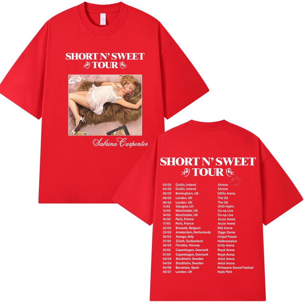 Сабрина Карпентер Short N Sweet Tour 2025 Футболка Подарок для фанатов Унисекс Женская одежда Харадзюку Эстетичные Футболки Хлопковая Свободная Футболка