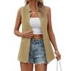 Women Blazer Jacket Extra Soft All-Match Solid Color Washable Sleeveless Blazer Vest Casual Cardigan for Lady