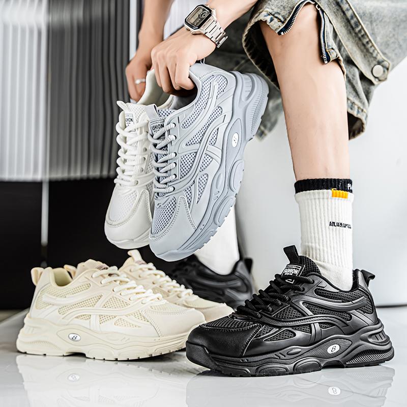 New Fashion Men 's Four Seasons Comfortable Thick Sole Shoes Students BoysTrending Soft Sole Breathable Casual Running Sneakers