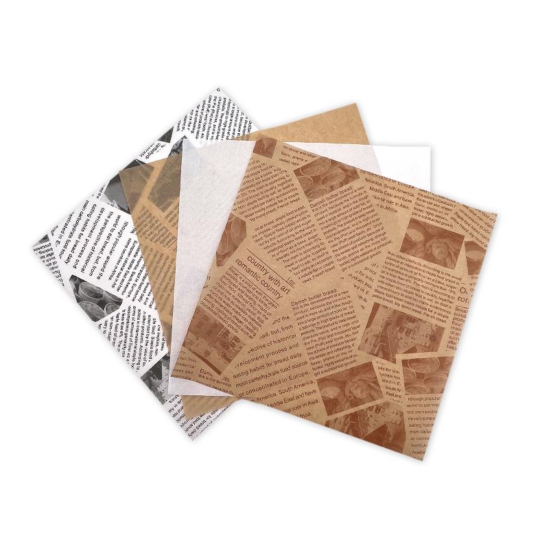 Oil-Proof Food-Grade Baking Paper: English Newspaper Design for Hamburgers and Placemat Use