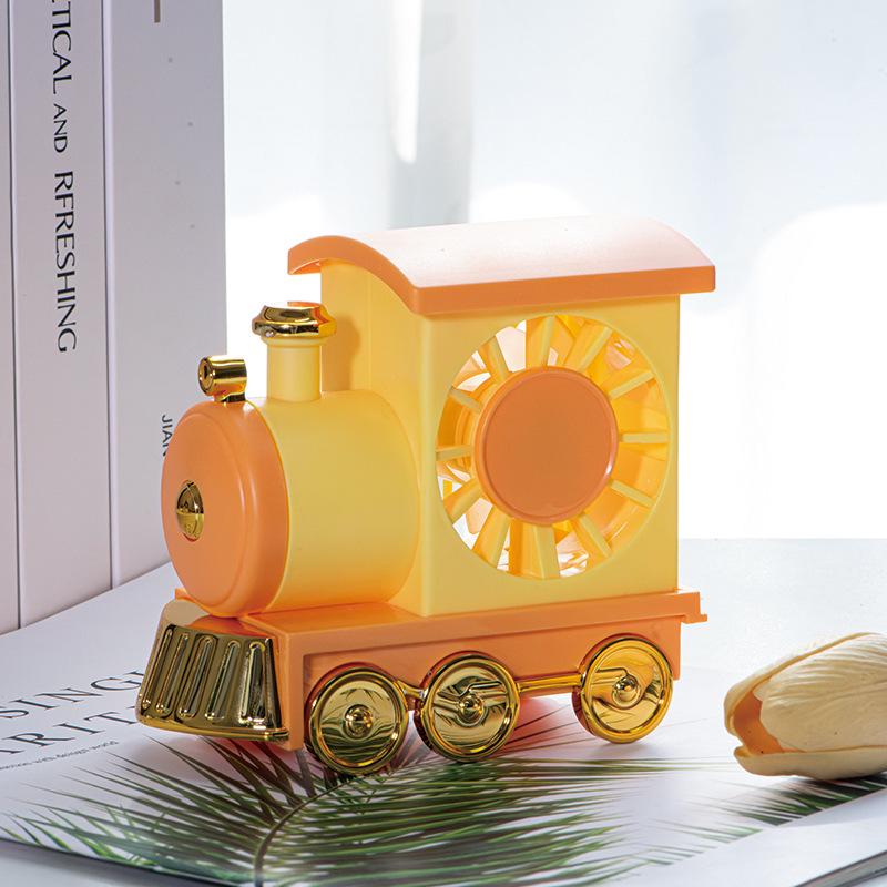 Summer Cartoon Train USB Rechargeable Portable Desktop Fan Toy