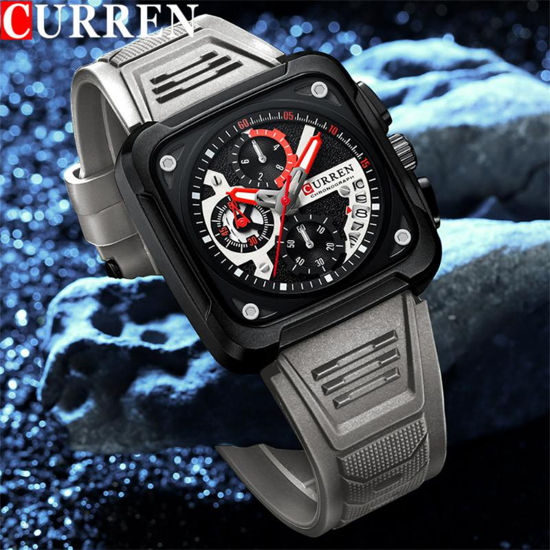 CURREN Men WristWatch Waterproof Chronograph Military Business Brand Luxury Silicone Sport Male Clockd
