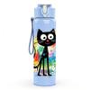 1PC Colorful Graffiti Black Cat Cartoon Print 750ml Color Plastic Sports Water Bottle Leakproof Flip Straw Lid Suitable for Sports Office Home Use