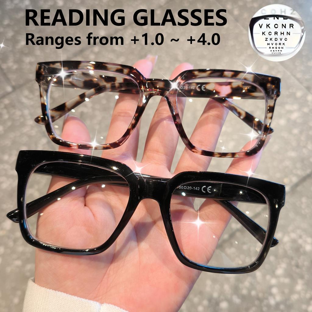Oprah Style Reading Glasses For Women Men Computer Square Readers With Spring Hinge +1.0 To +4.0