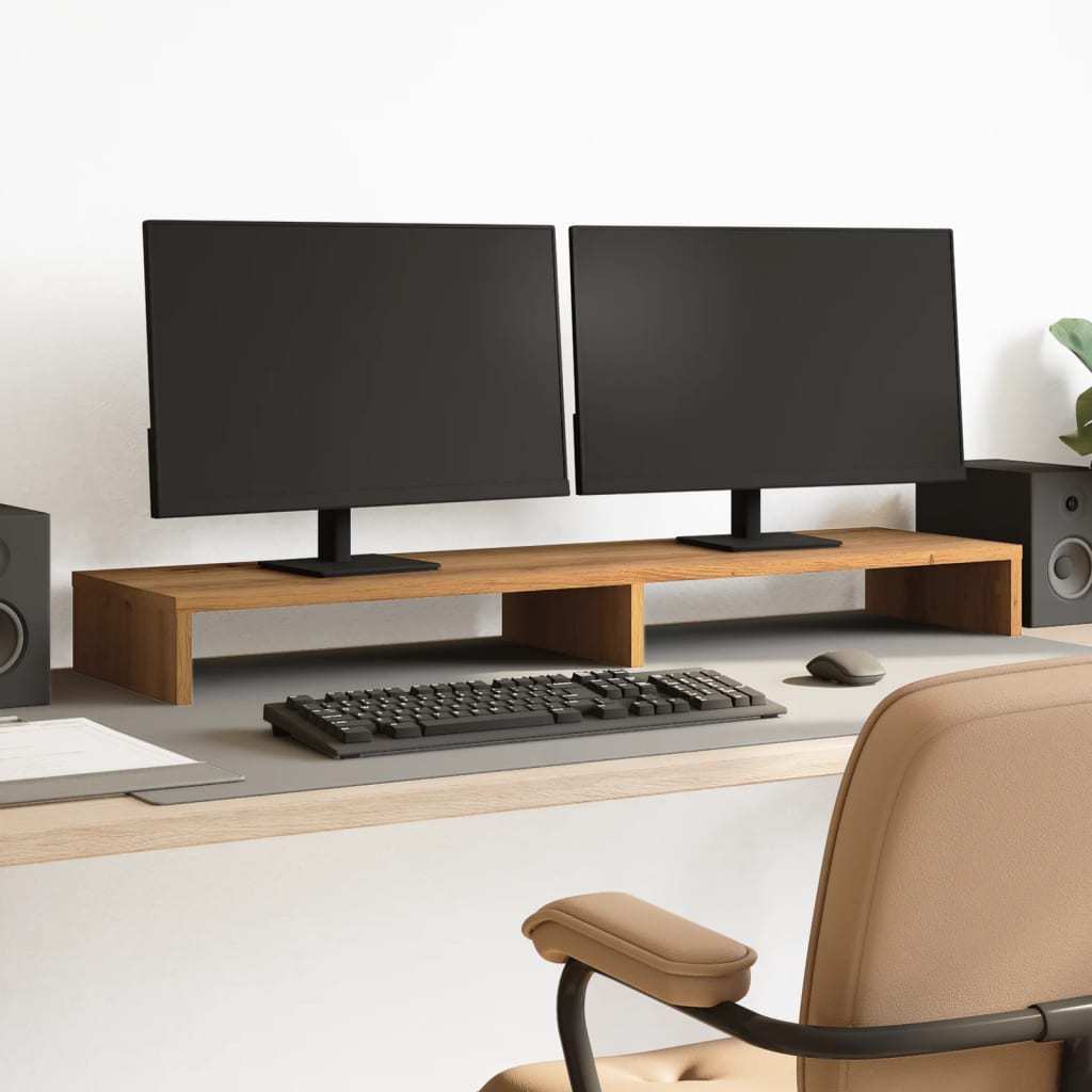 Dual Monitor Stand Artisan Oak 100 x 27 x 10 cm Particleboard