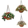 Christmas Artificial Hanging Basket Home Garden Festive Decoration
