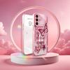 Pink butterfly sticker Madam pink  Glass  PhoneCase for Samsung Galaxy S26 S25 S24 S23 S22 FE Ultra Plus Dropresistant Female