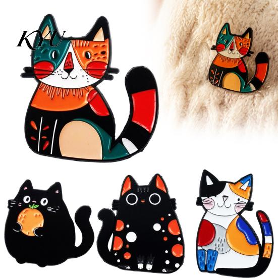 Alloy Backpack Accessory Cartoon Cat Brooch Pin, Mini Enamel Badge Pin Animal Shape Clothing Jewelry for Women Men Durable Metal