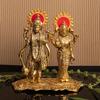 Latest Lakshmi Narayan Statue Sculpted In Great Detail In Ivory Antique Golden Finish - Laxmi Vishnu Statue for Home Decor | Mandir | Gift
