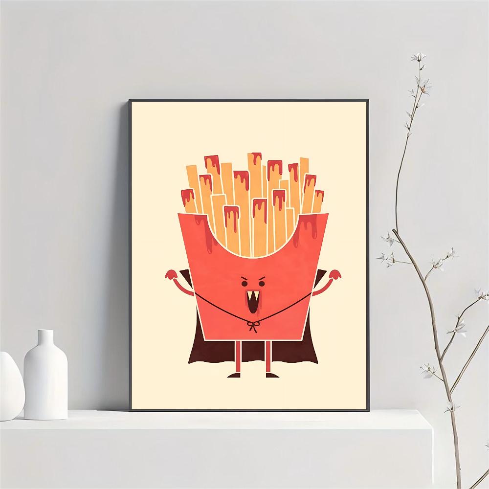 1pc Hot Modern Simplicity Cartoon Funny Food Fancy Poster HD Posters Home Room Bar Cafe Decor Art Wall Painting Picture