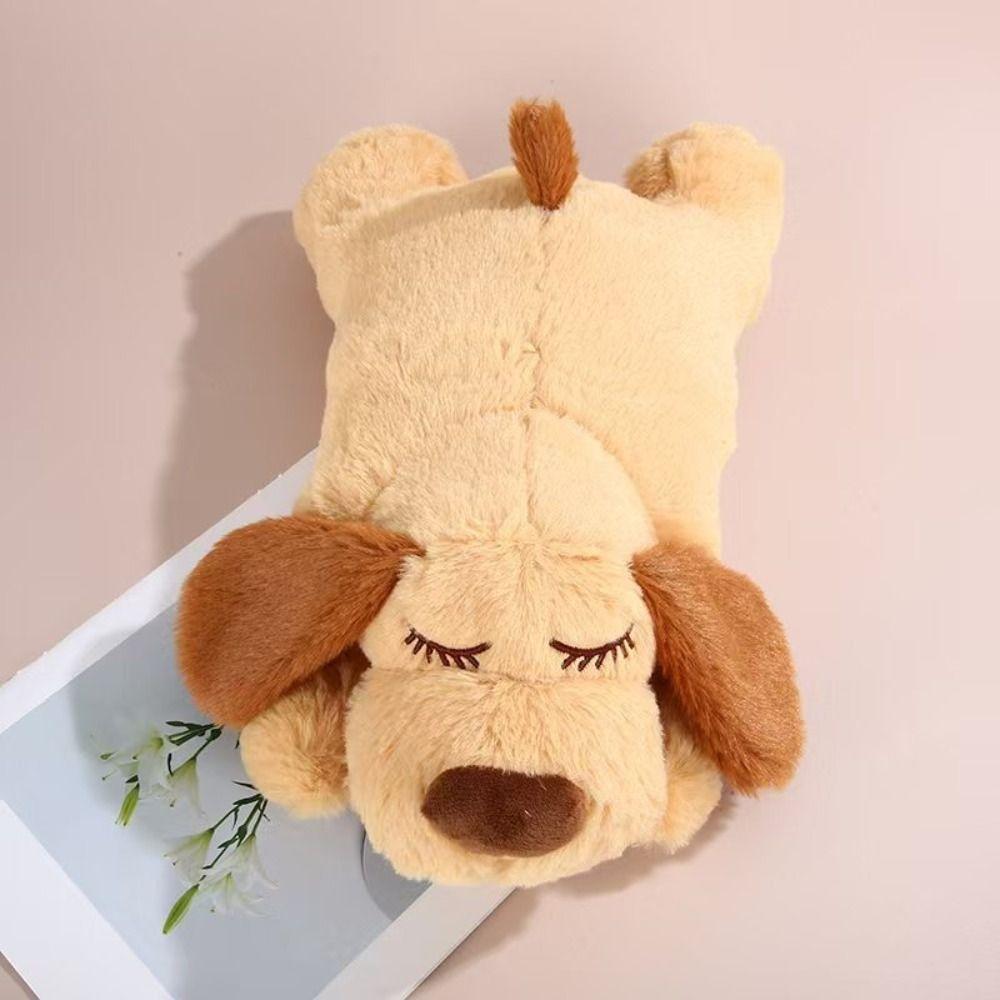 Sleep Aid Dog Heartbeat Toy Behavioral Training Stuffed Animal Lying Dog Fidget Toy Soft Anxiety Relief Puppy Plush Doll