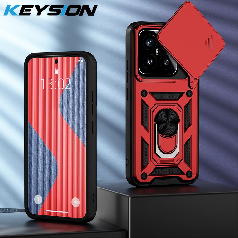 KEYSION Противоударный бронированный чехол для Xiaomi 15 5G Мягкий силиконовый + защитное кольцо для камеры из поликарбоната Чехол-подставка для телефона Xiaomi 15 Pro