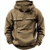 Men’s Solid Color Hooded Sweatshirt with Multi Pockets