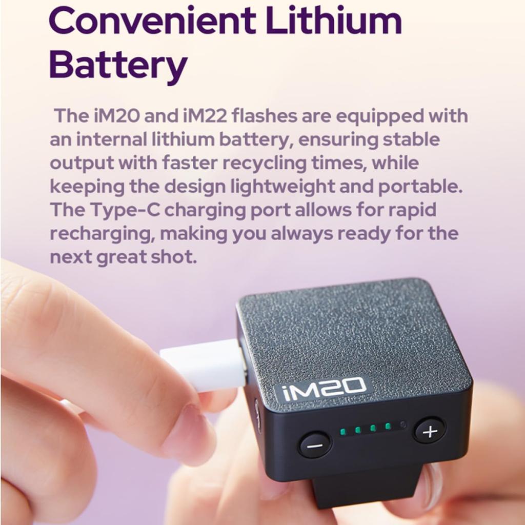 Мини-вспышка Godox iM20 Speedlight для Panasonic Olympus, время перезарядки 3 секунды, примерно 440 мАч, мини-вспышка для Sony ZV1 и других зеркальных фотокамер, литиевая