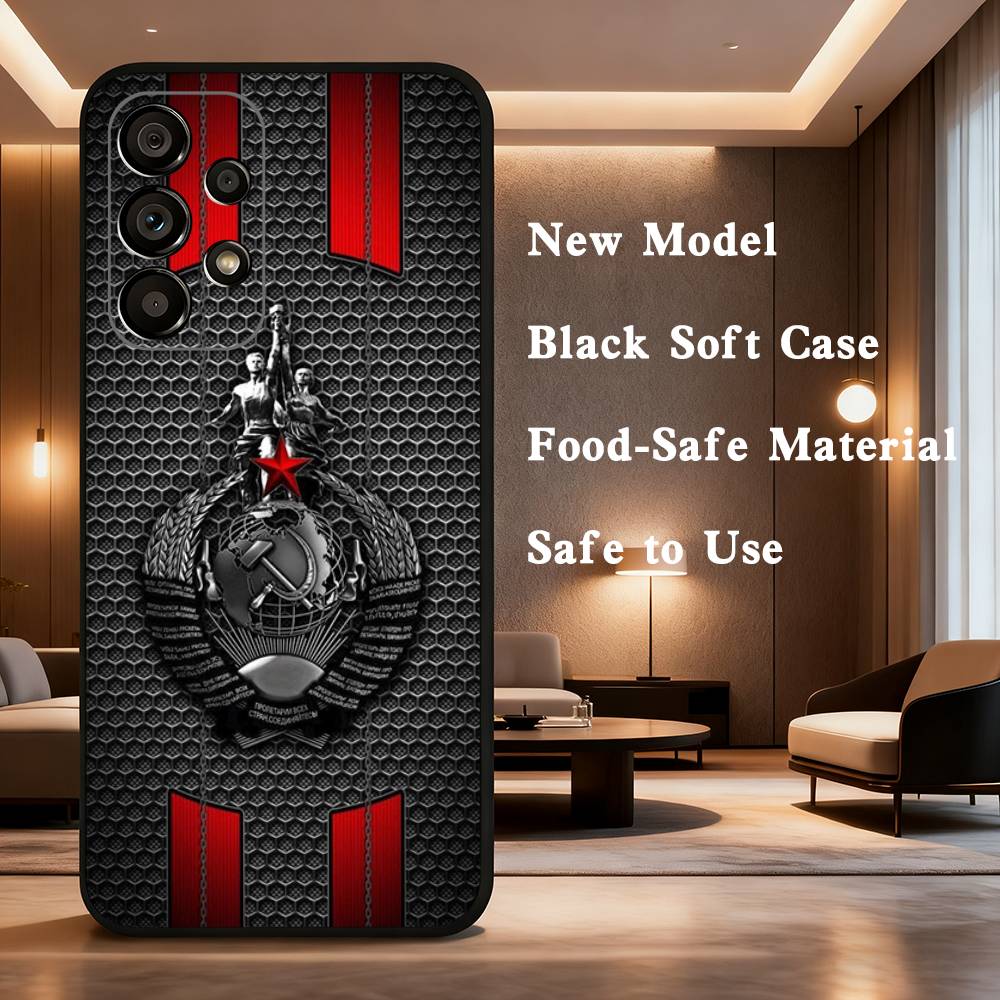 Soviet Art Medal Case For Samsung Galaxy A73,52,71,22,Note,31,8,9,53,32,72,41,J7,Soft Black Silicone Cover