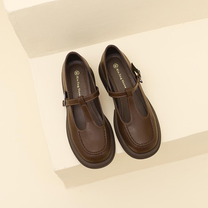 Туфли Мэри Джейн, новые кожаные туфли на толстой подошве для повседневной женской обуви