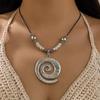 Этническое креативное ожерелье с большой спиральной раковиной и морской звездой, геометрическое регулируемое кожаное ожерелье с восковой нитью, веревочные ожерелья, праздничные ювелирные аксессуары
