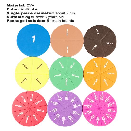 51 шт./компл., блок чисел, креативное обучение математике, игрушки для арифметики дробей EVA для детей