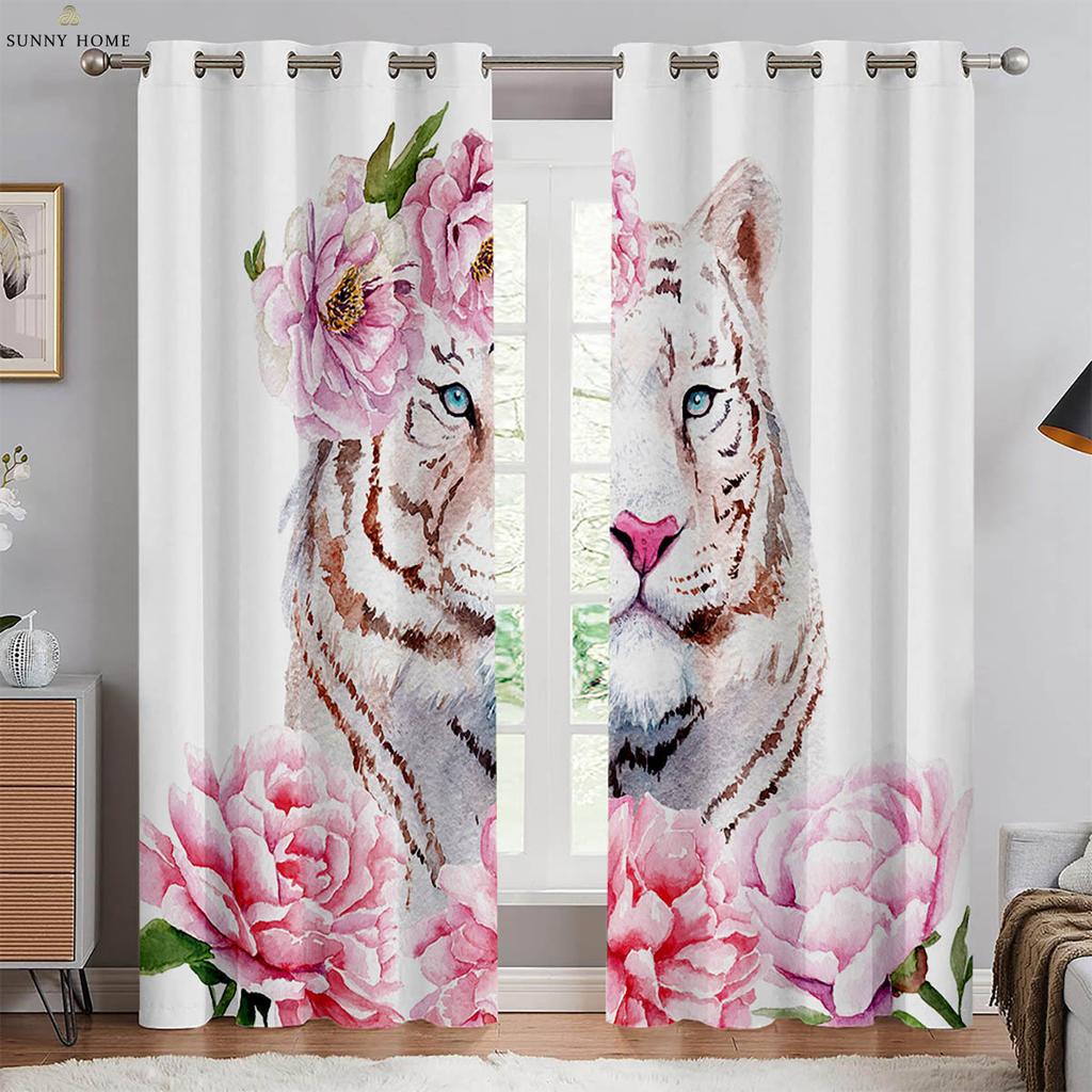 Тигр Лев животное 3D печать занавеска спальня гостиная кабинет кухня затемнение теплоизоляция занавеска украшение дома 2 шт