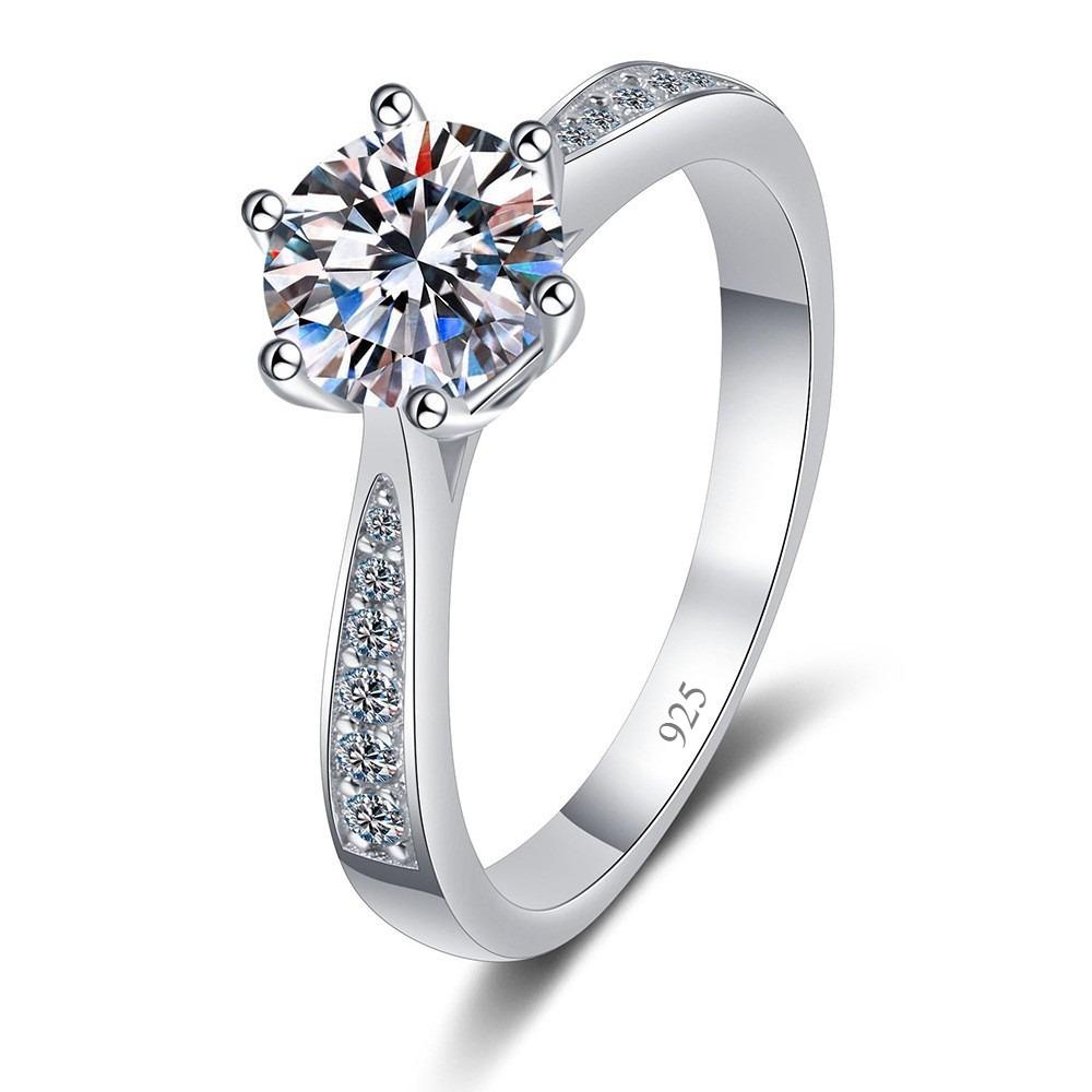 925 Sterling Silver 0.5-2ct D VVS1 Moissanite Ring Classics for Women Wedding Jewelry Engagement Imitation Diamond Fashion Gifts
